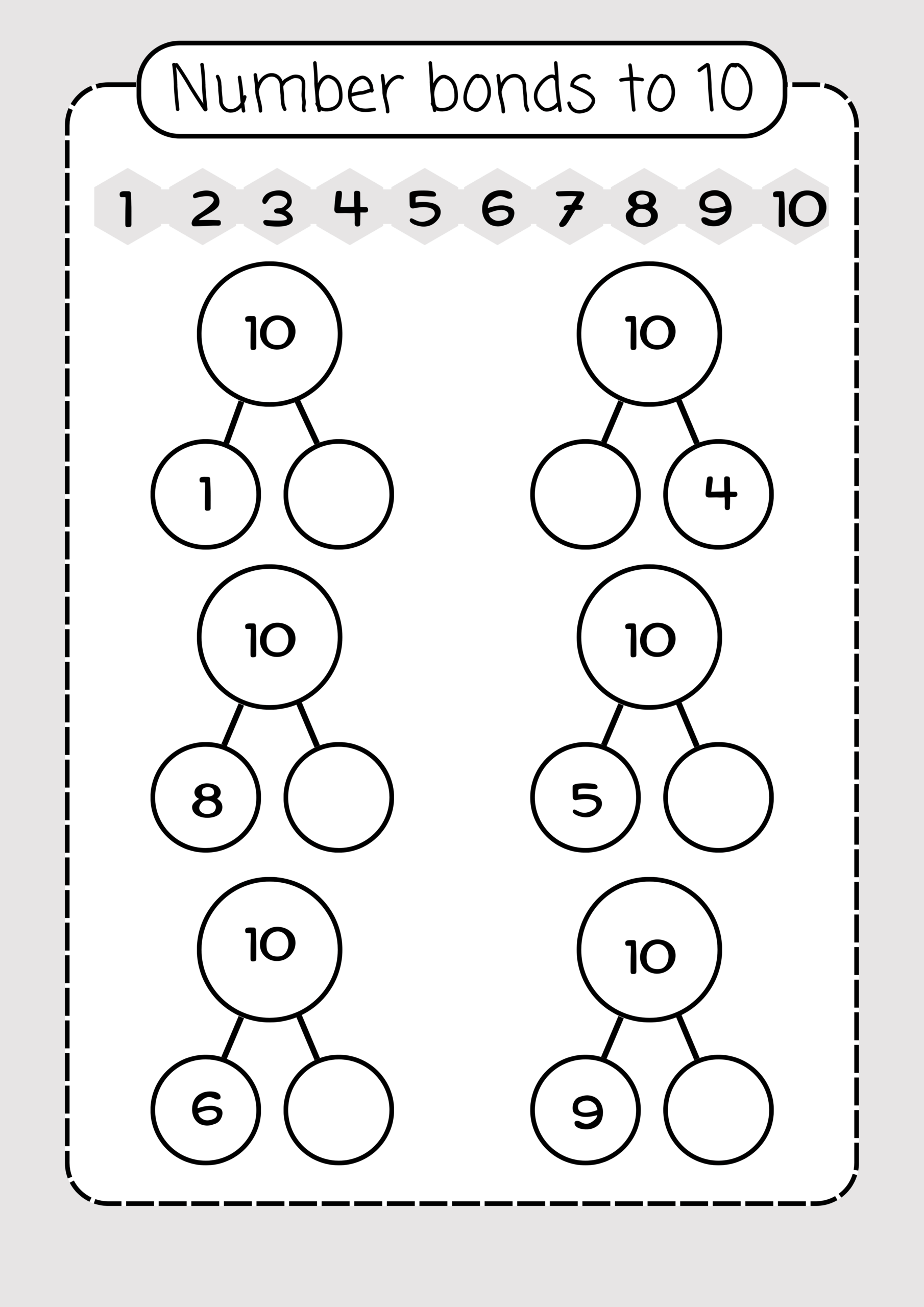 Number Bonds To 10 Worksheets Teaching Resources