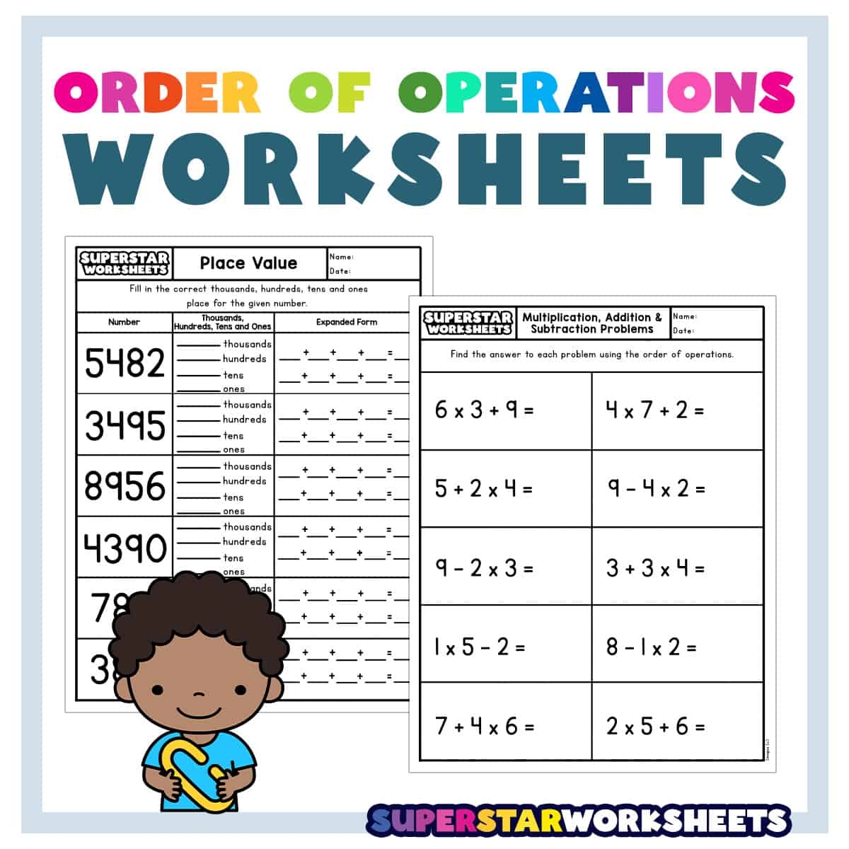 Order Of Operations Worksheets Superstar Worksheets Order Of Operations Without Division Worksheets Add Subtract And Multiply Made By Teachers