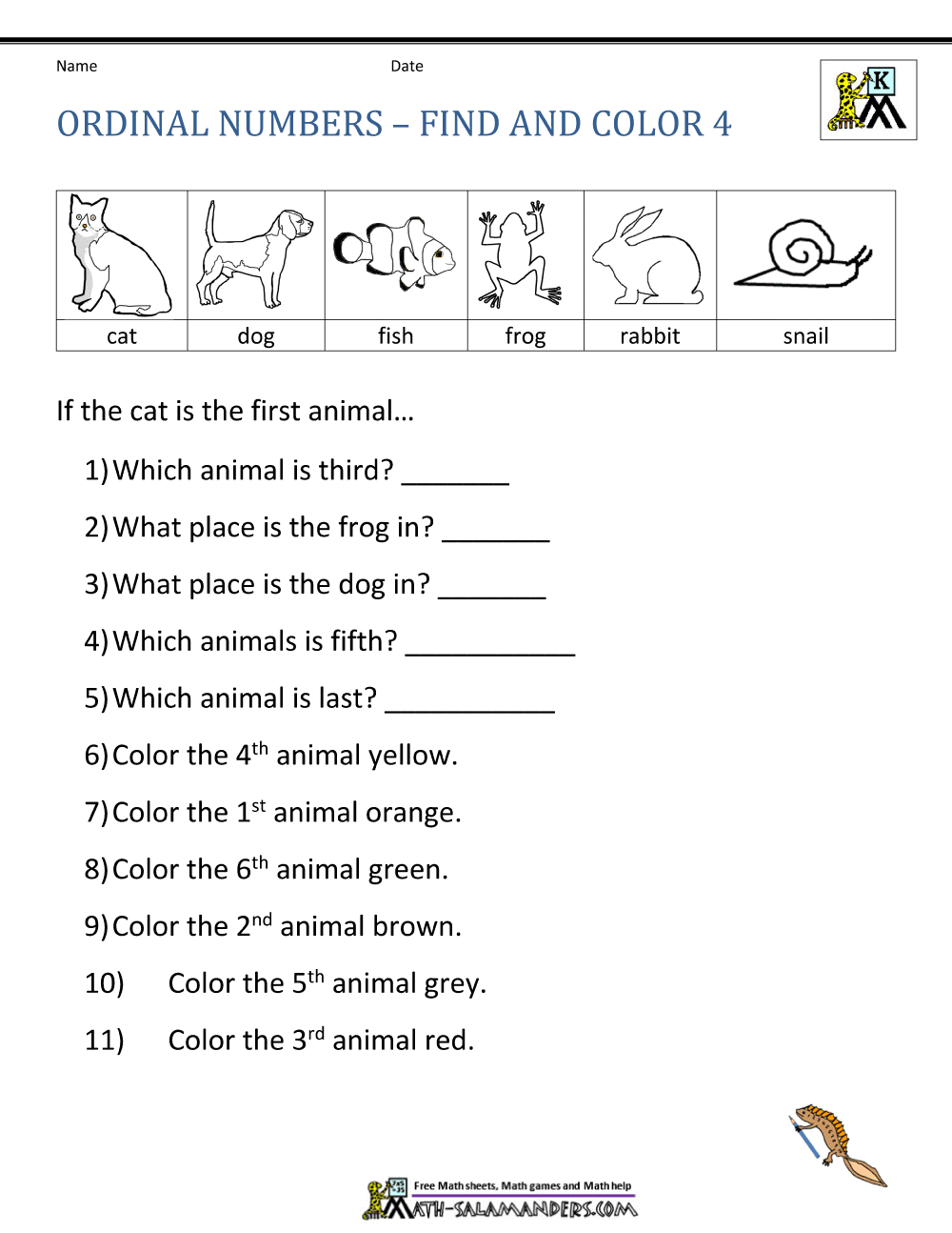 Ordinal Number Worksheets Ordinal Number Worksheets