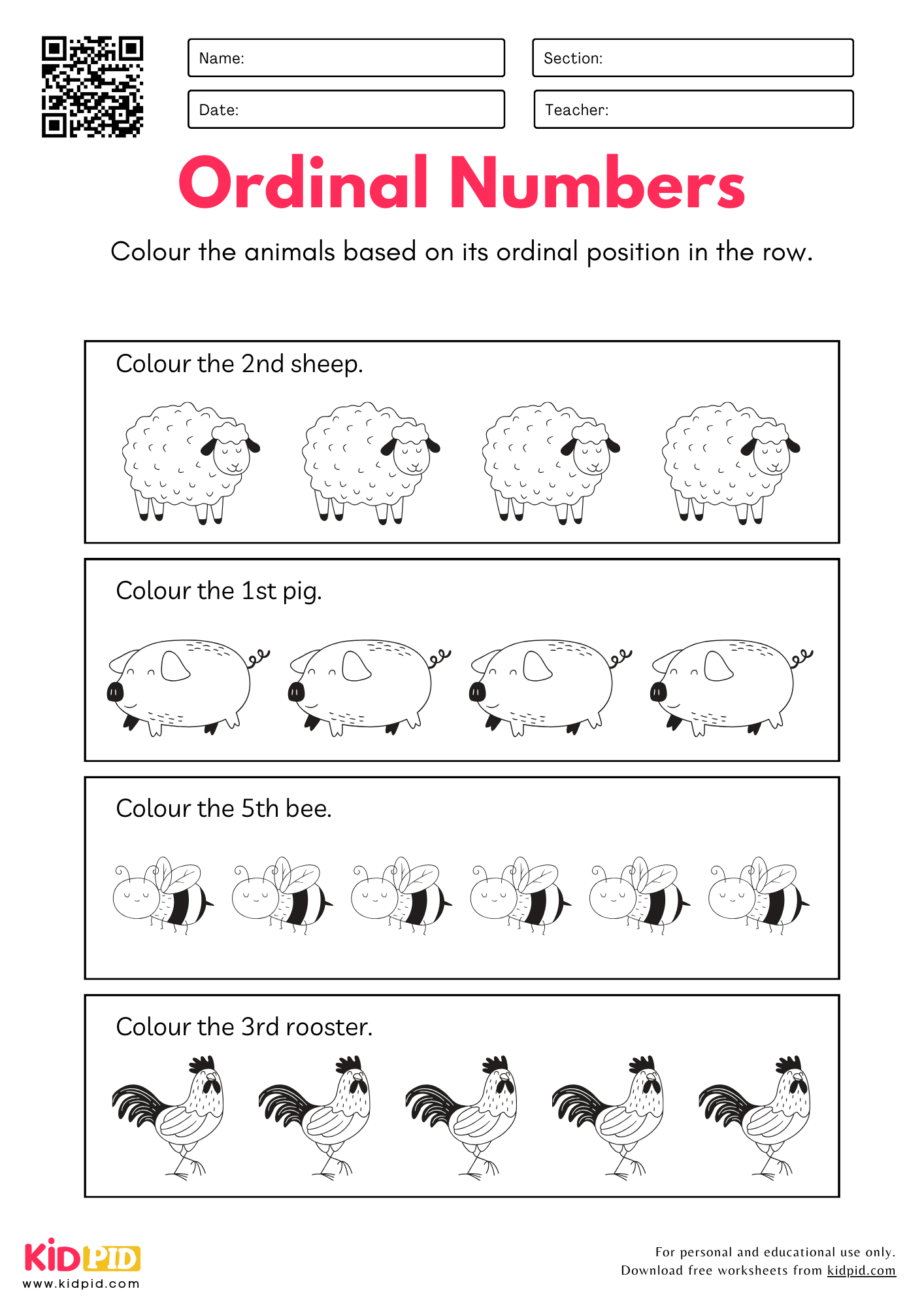 Ordinal Position Worksheets For Grade 1 Kidpid Ordinal Position Worksheets For Grade 1 Kidpid