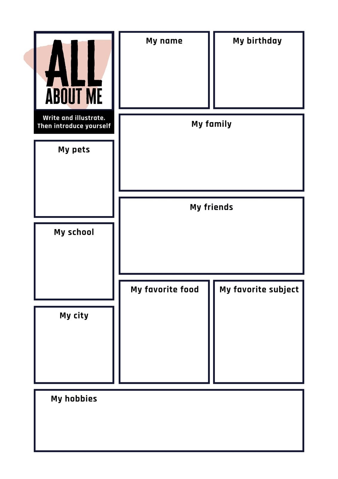Page 3 Free And Printable All About Me Worksheet Templates Canva