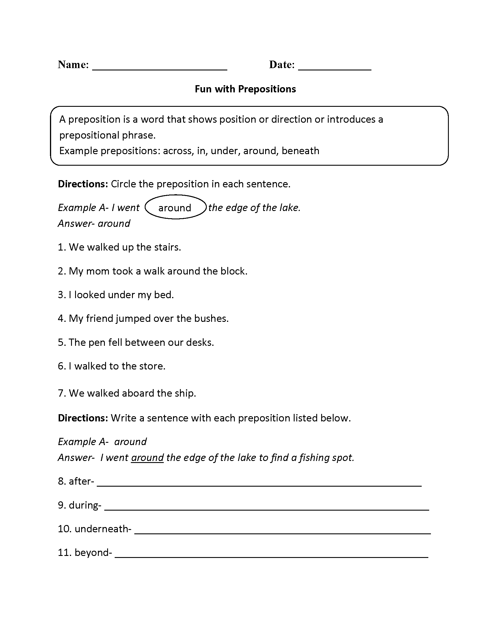 Parts Of A Sentence Worksheets Prepositional Phrase Worksheets Parts Of A Sentence Worksheets Prepositional Phrase Worksheets