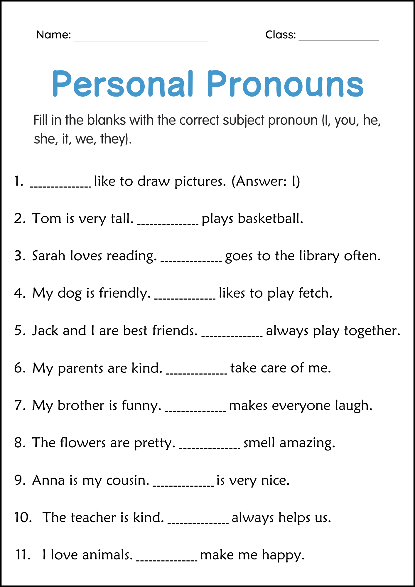 Personal Pronouns Activity Worksheets For Grade 2 3 4 Made By Teachers Pronoun Worksheets For Grade 1 2 3 Made By Teachers