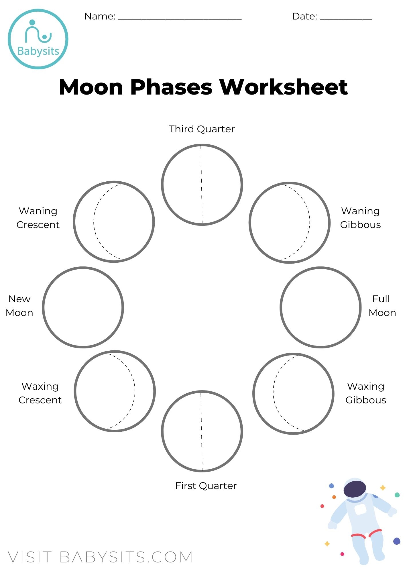 Phases Of The Moon Space Crafts For Kids With Moon Phases Worksheet Phases Of The Moon Printables Nature Inspired Learning