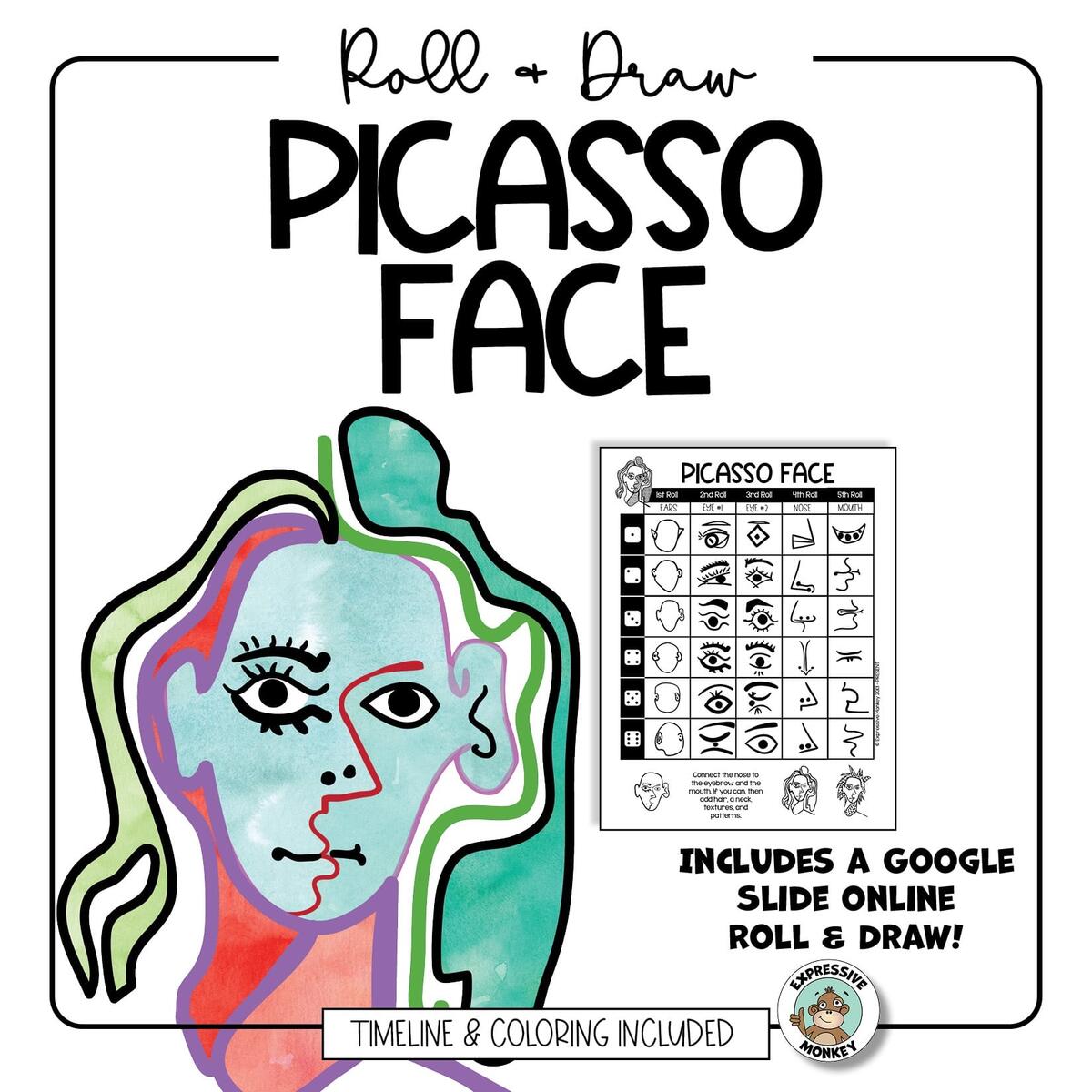 Picasso Face Roll Draw Art Lesson Picasso Face Roll Draw Art Lesson