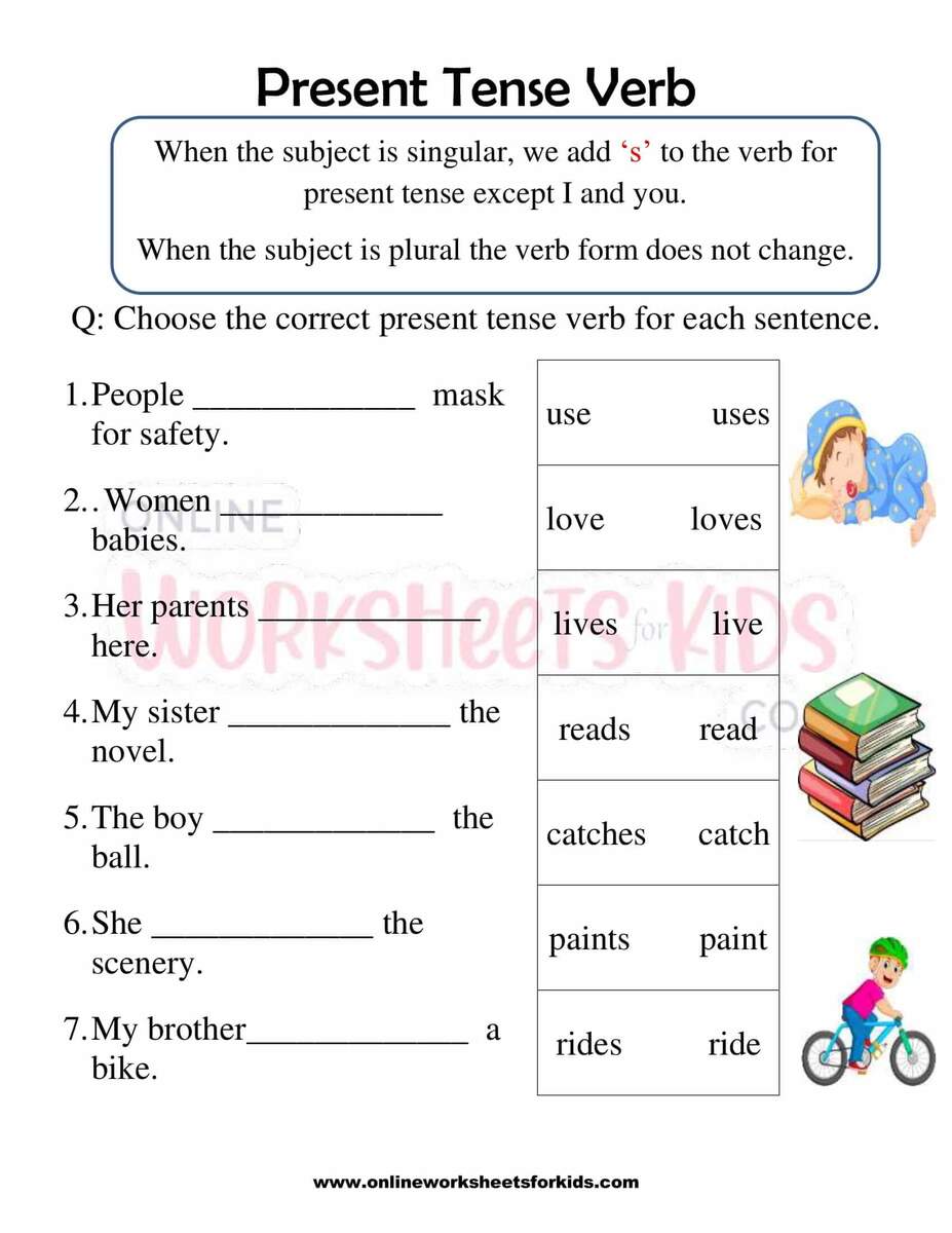Present Tense Verb Worksheet 1st Grade 8 Worksheets Library
