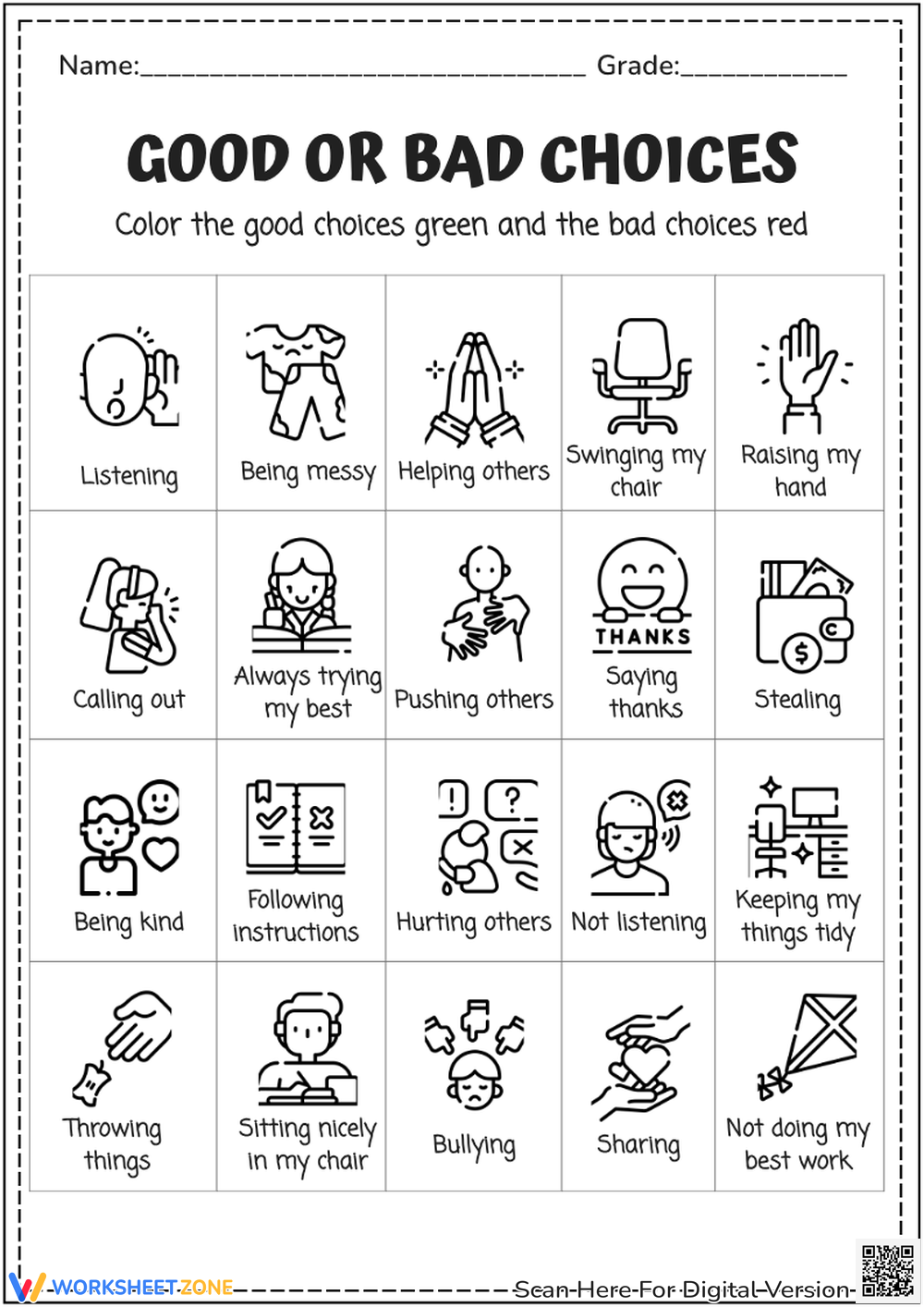 Printable 1st Grade Behavior Worksheets Worksheets