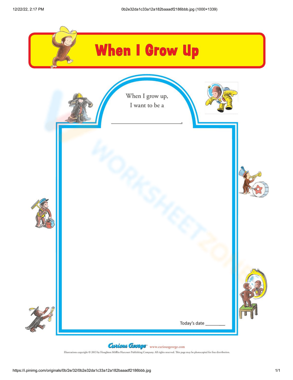 Printable 1st Grade When I Grow Up Worksheets