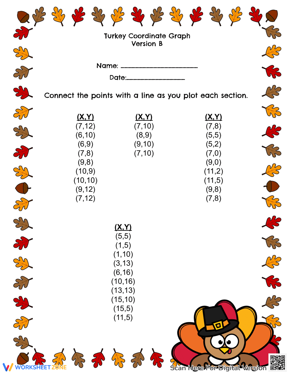 Printable 4th Grade Thanksgiving Plotting Point Worksheets Worksheets