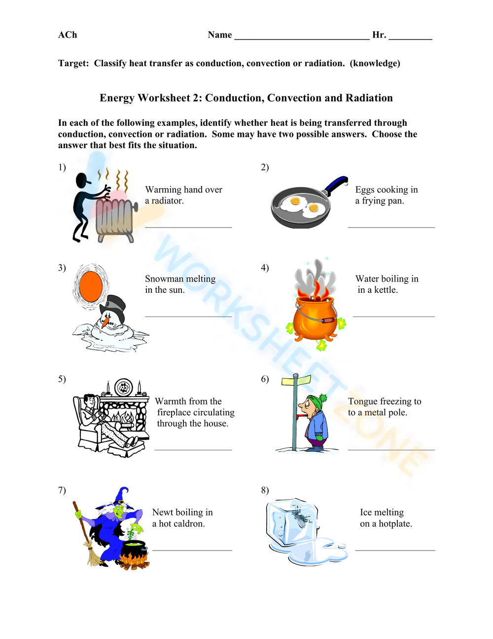 Printable 6th Grade Heat Transfer Worksheets Download