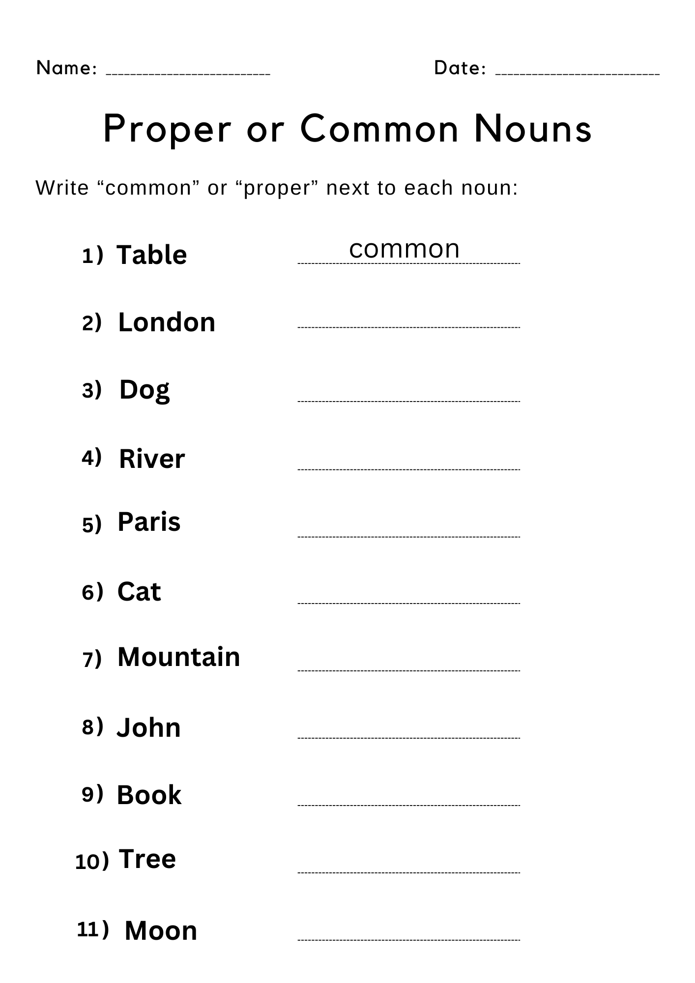 Common And Proper Nouns Worksheet ALL ESL