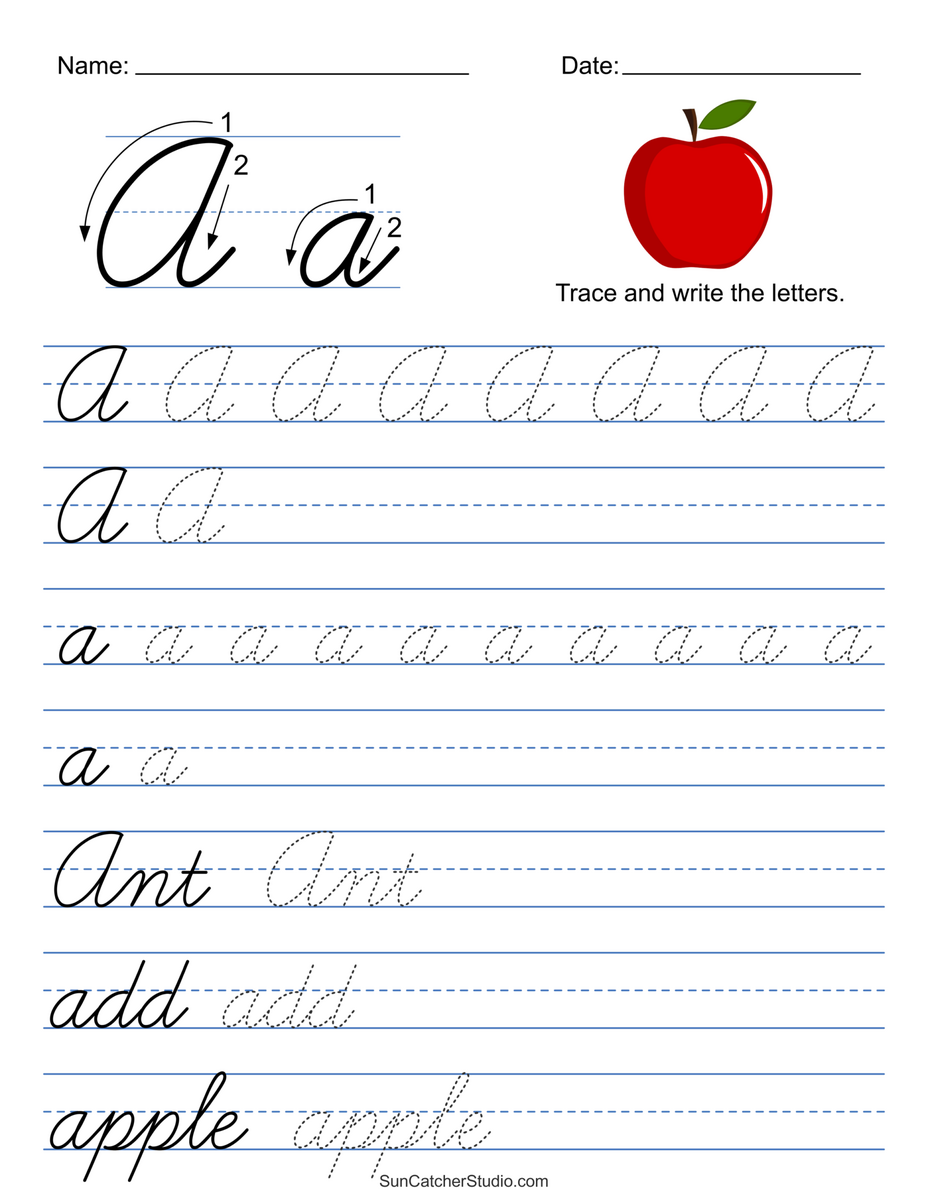 Printable Cursive Handwriting Worksheets Practice Letters Free Printables Lettering SVG Files Tools Apps Free Printable Cursive Writing Worksheet Templates Canva