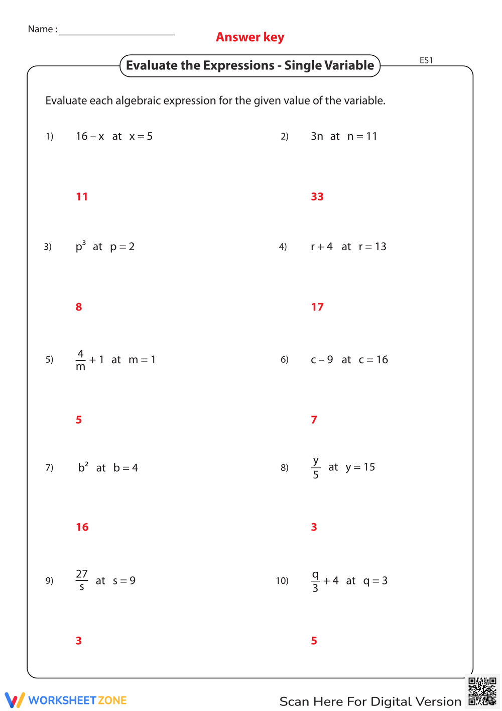Printable Evaluating Expressions Worksheets Download Printable Evaluating Expressions Worksheets Download
