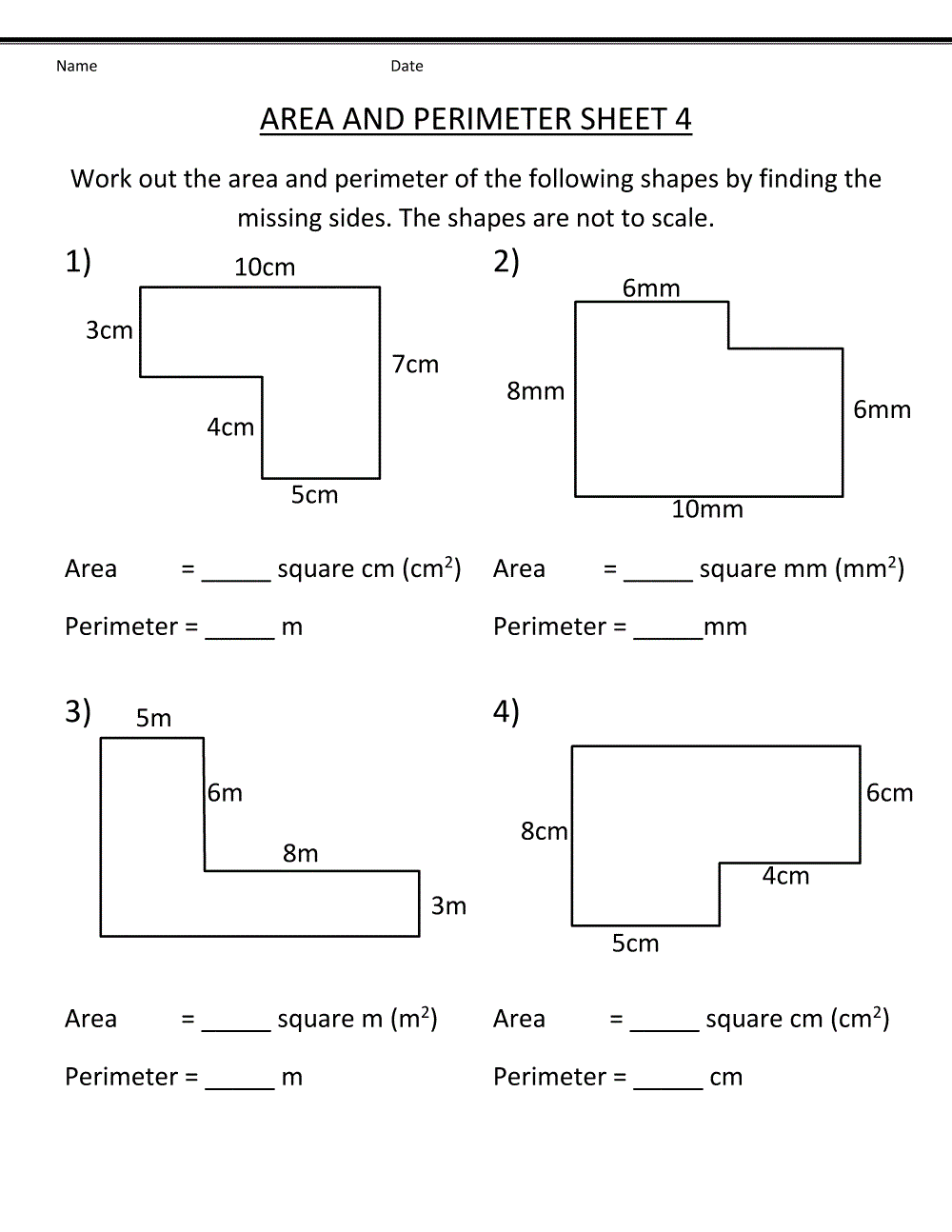 Area And Perimeter With Square Units K12 Math Worksheets