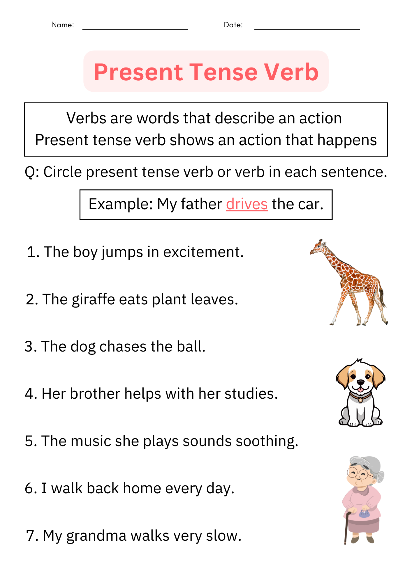 Printable Grammar Simple Present Tense Verb Worksheets With Answers For Grade 1 Made By Teachers