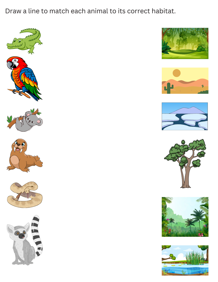 Free Printable Worksheets Animal Habitats