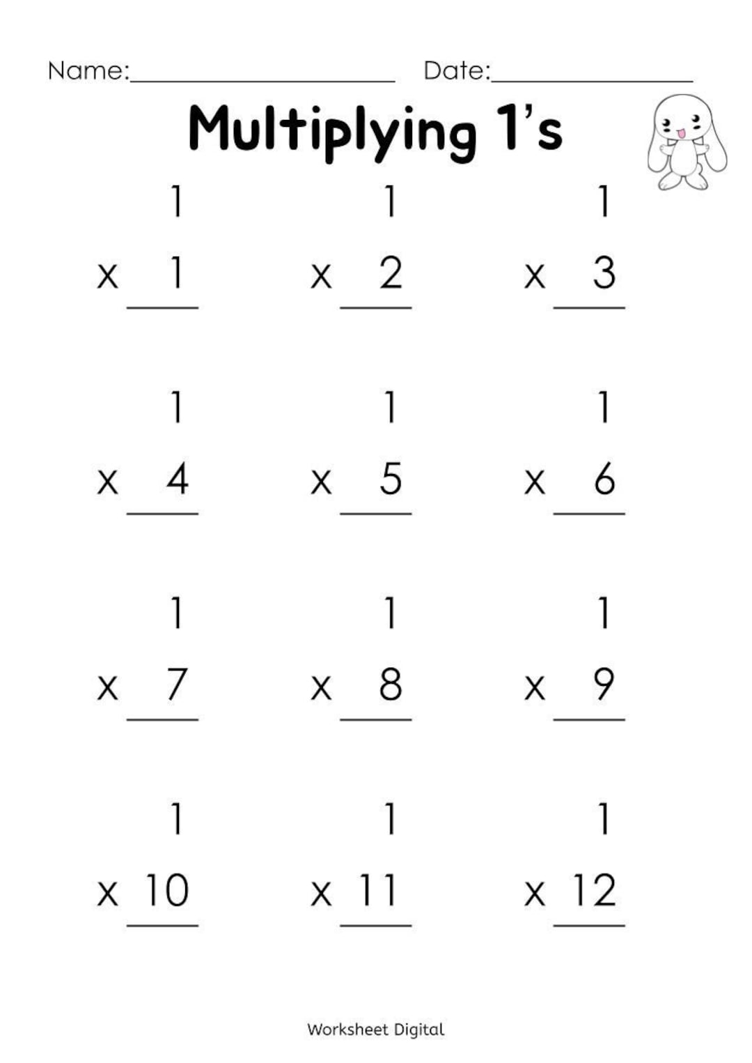 Printable Multiplication Worksheets Times Tables 1 12 PDF Etsy