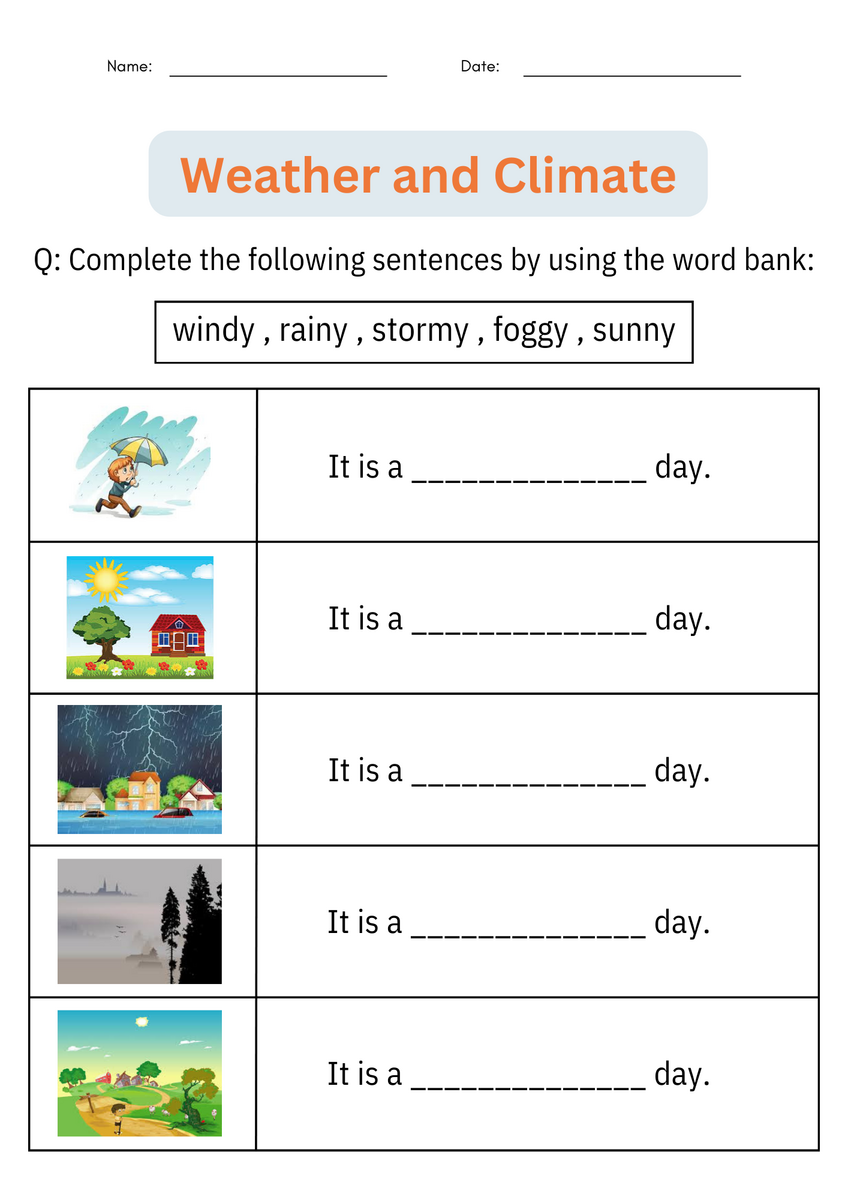 Printable Weather And Climate Activities Worksheet Earth Science For Grade 1 Made By Teachers FREE Weather Unit Worksheets Experiments Activities For Kids