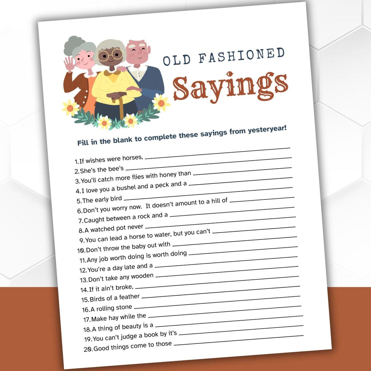 Printable Worksheets For Seniors Etsy