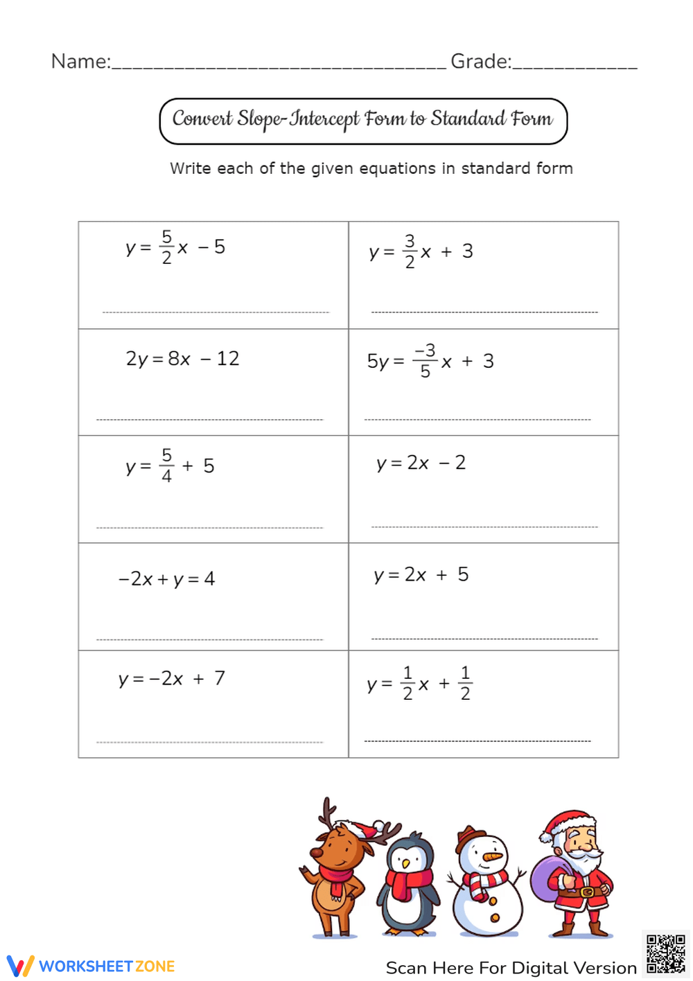 Printable Writing Linear Equations Worksheets Printable Writing Linear Equations Worksheets