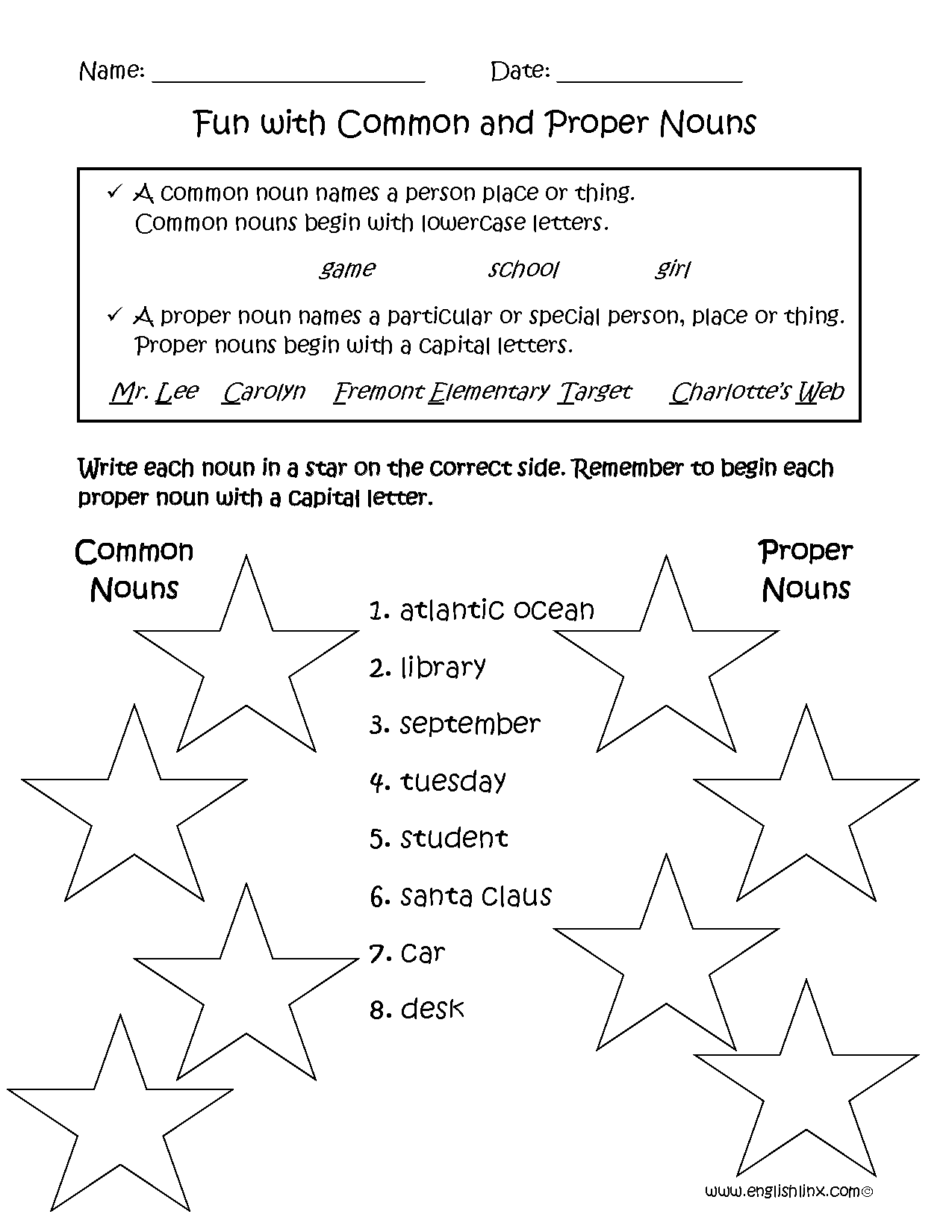Proper And Common Nouns Worksheets Fun With Common And Proper Nouns Worksheet Nouns Worksheets Proper And Common Nouns Worksheets
