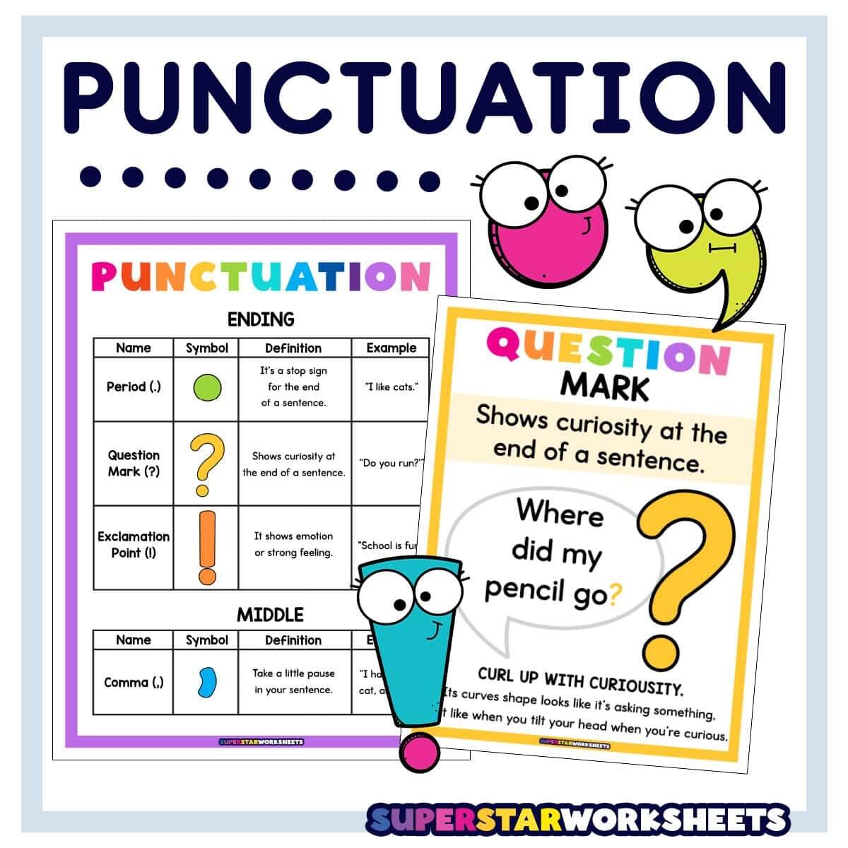 Punctuation Worksheets Free Printables Superstar Worksheets Fun Activities For Punctuation Practice Lucky Little Learners