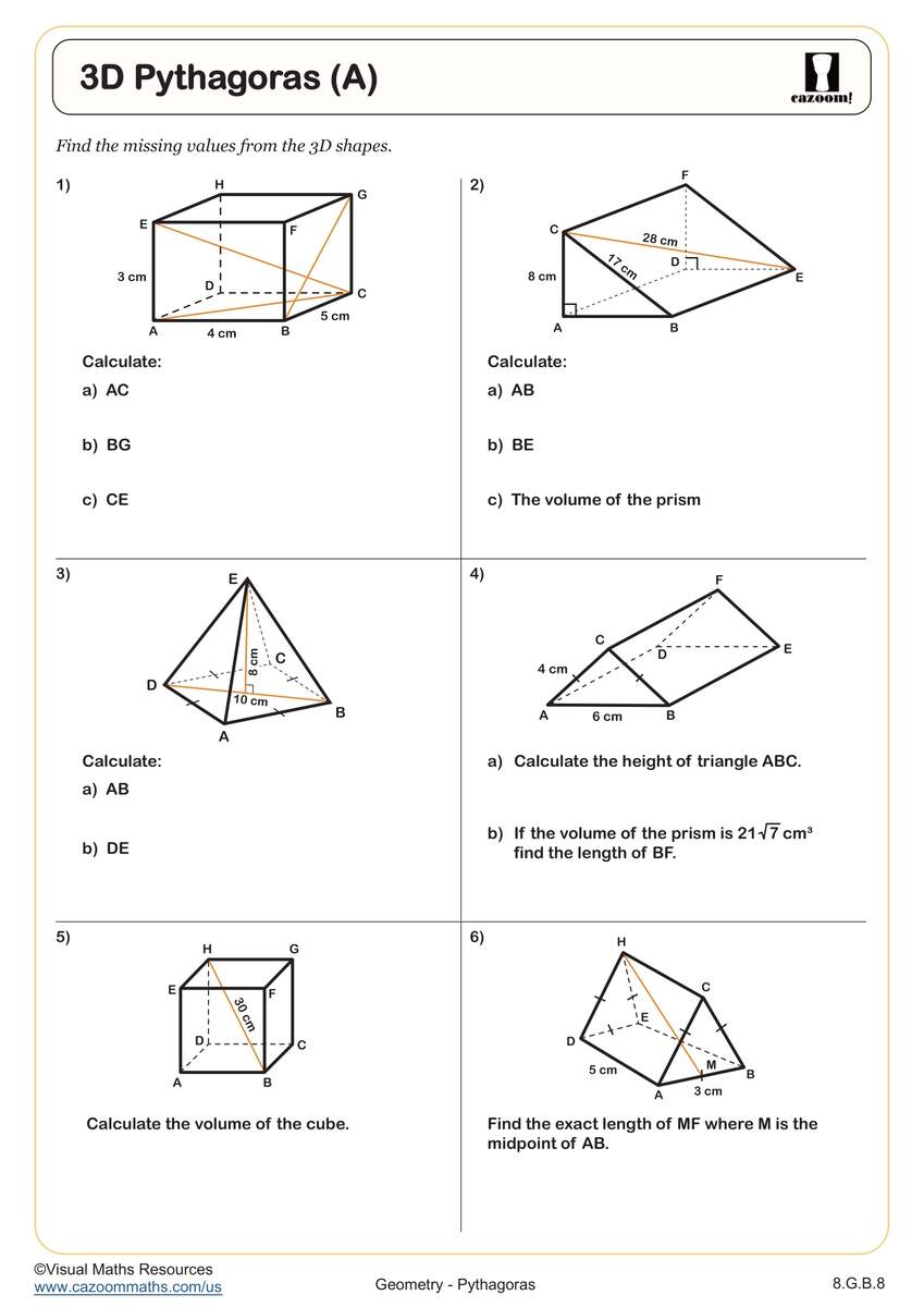 Pythagoras Worksheets Pythagorean Theorem Worksheets Cazoom Math