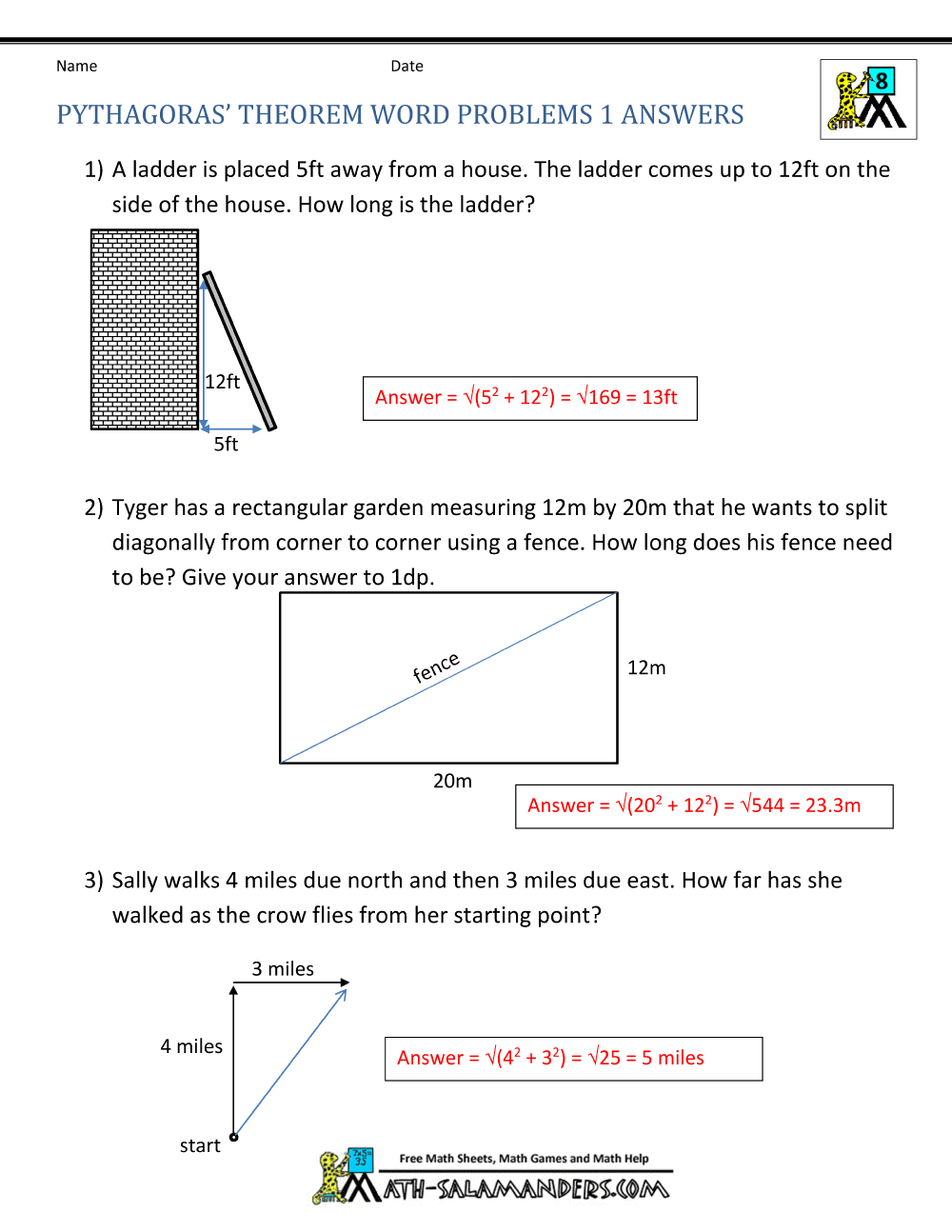 Pythagorean Theorem Worksheets Worksheets Library
