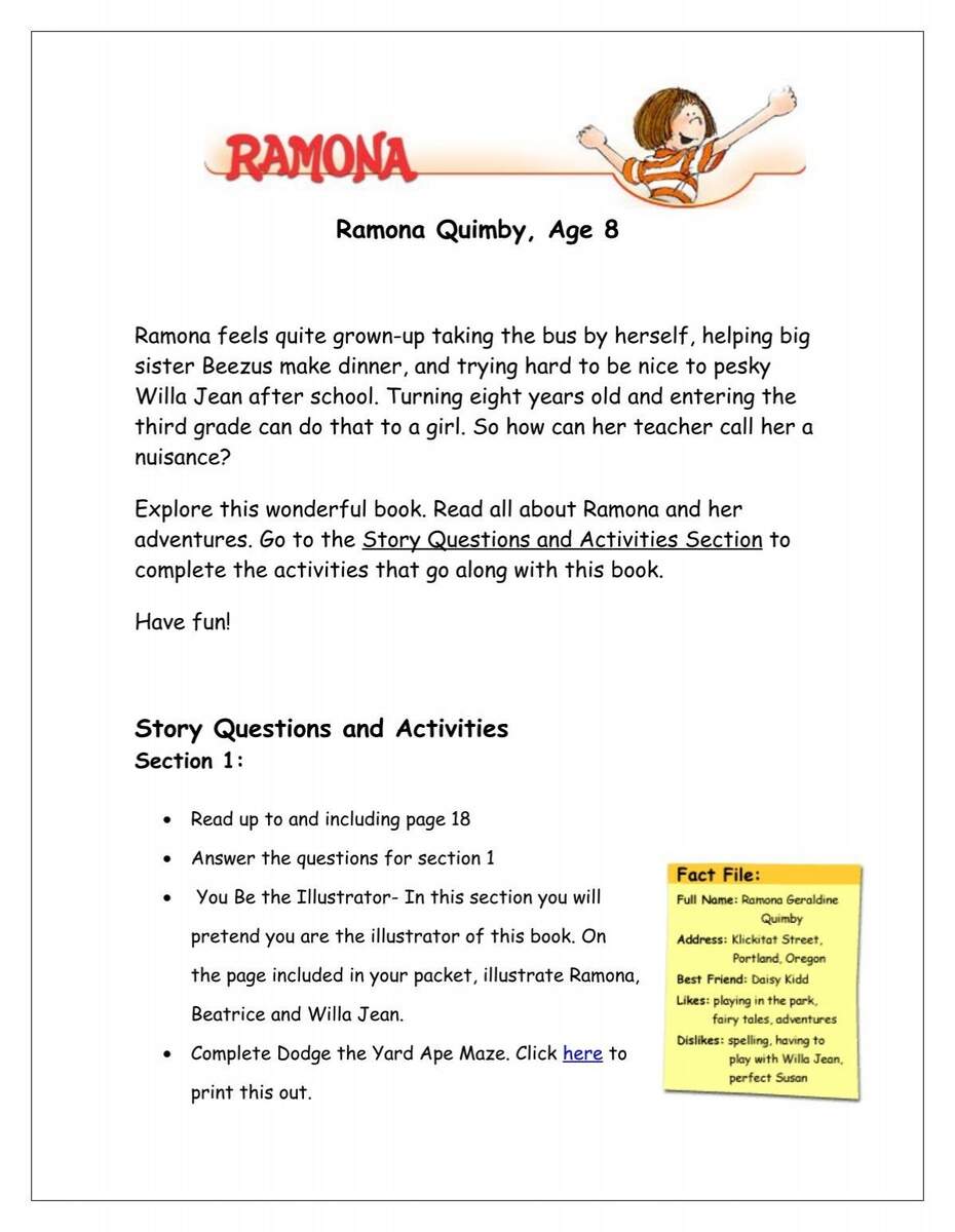 Ramona Quimby Age 8