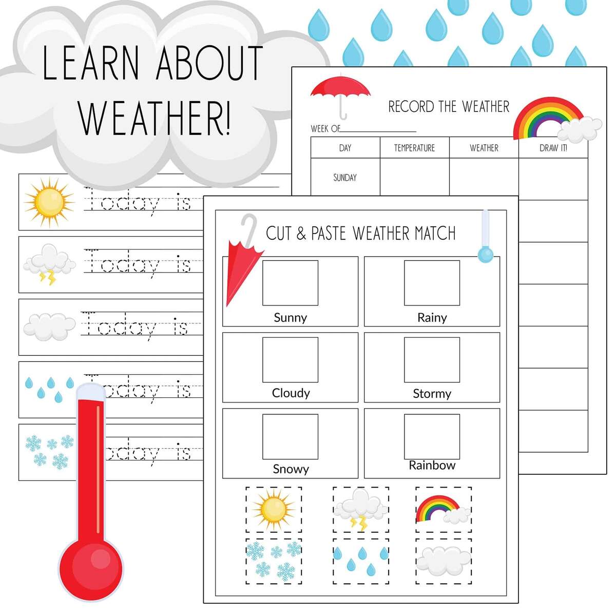 Record The Weather Writing Practice Weather Match Game Printables Record The Weather Writing Practice Weather Match Game Printables