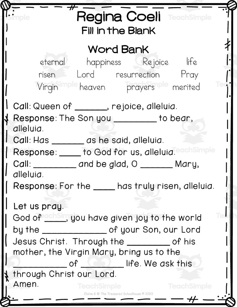 Regina Coeli Prayer Pack By Teach Simple Regina Coeli Prayer Pack By Teach Simple