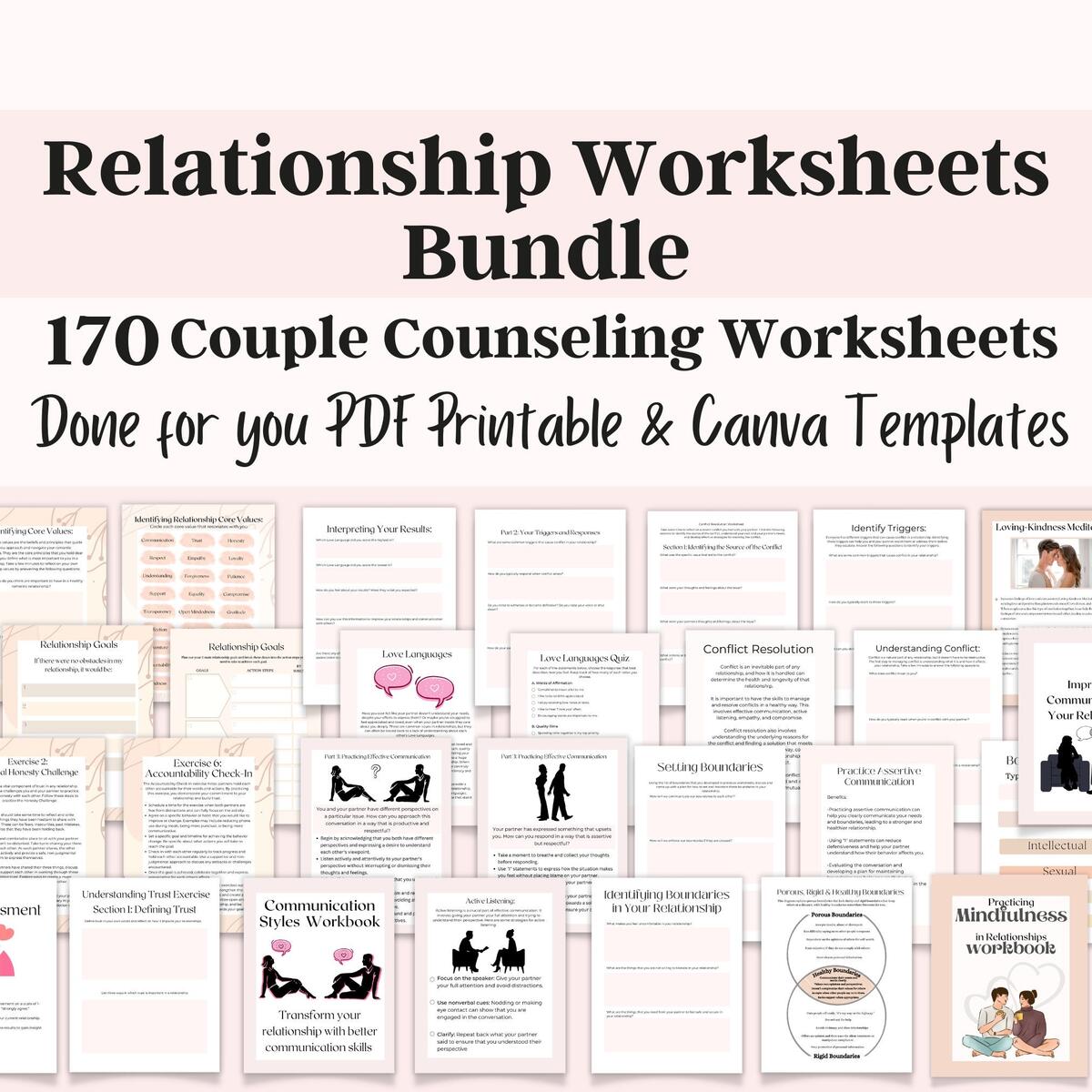Relationship Worksheets Bundle Couples Therapy Worksheets Couples Counseling Relationship Coaching Templates Mental Health Workbook Etsy