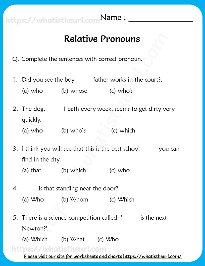 Printable Relative Pronouns Practice Grammar Worksheets For Grade 2 3 4 Made By Teachers