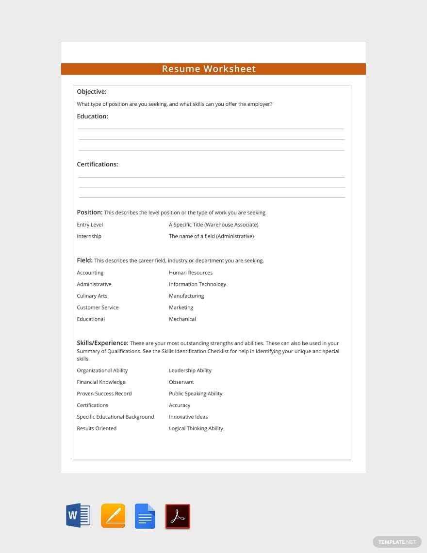 Free Fill In Blank Resume Template To Edit Online