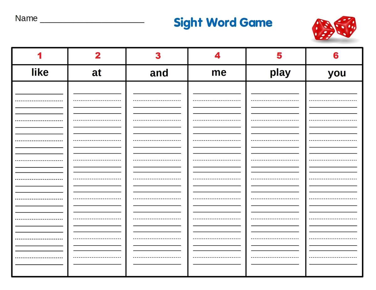 Roll A Sight Word Game For Kids FREE Printable Sight Word Game To Make For Fall Simply Kinder