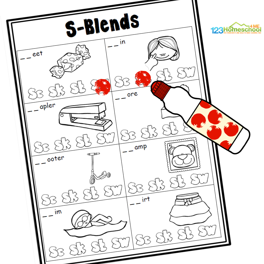 S Blends Worksheets Sc Sk St Or Sw