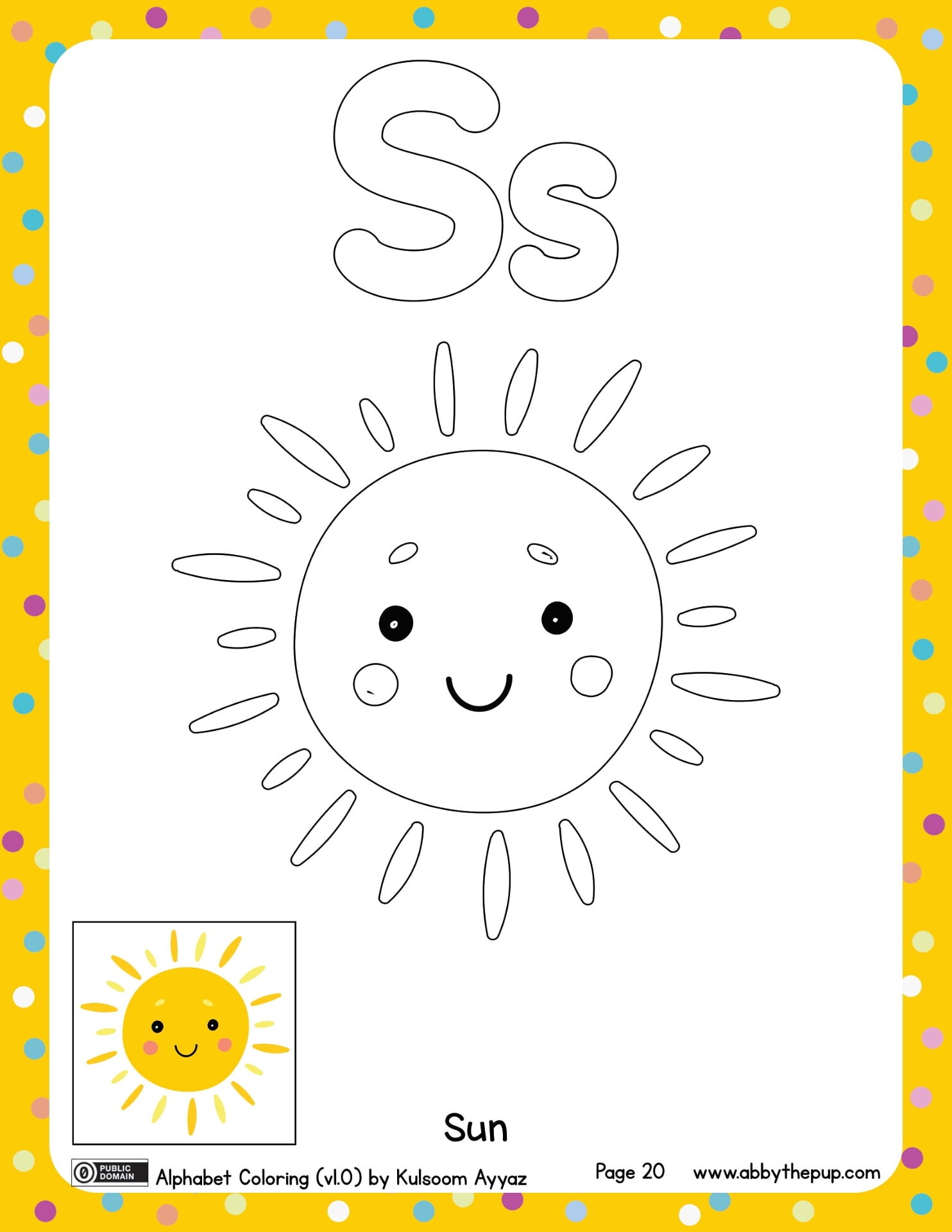 S Is For Sun Coloring Page Free Printable