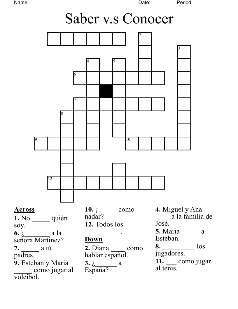 Saber VS Conocer Word Search WordMint Saber VS Conocer Word Search WordMint