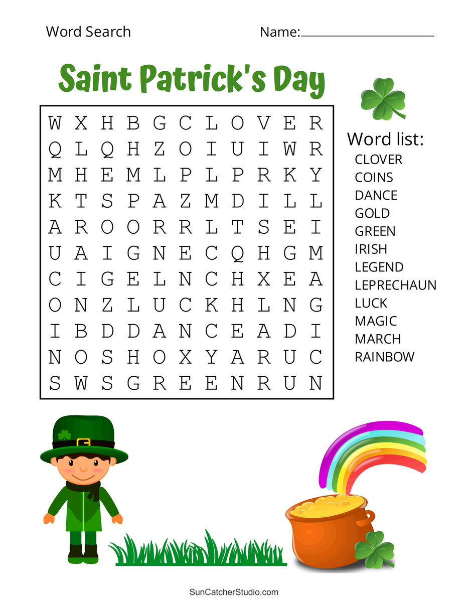 Saint Patrick S Day Word Search Free Printable Puzzles Free Printables Lettering SVG Files Tools Apps