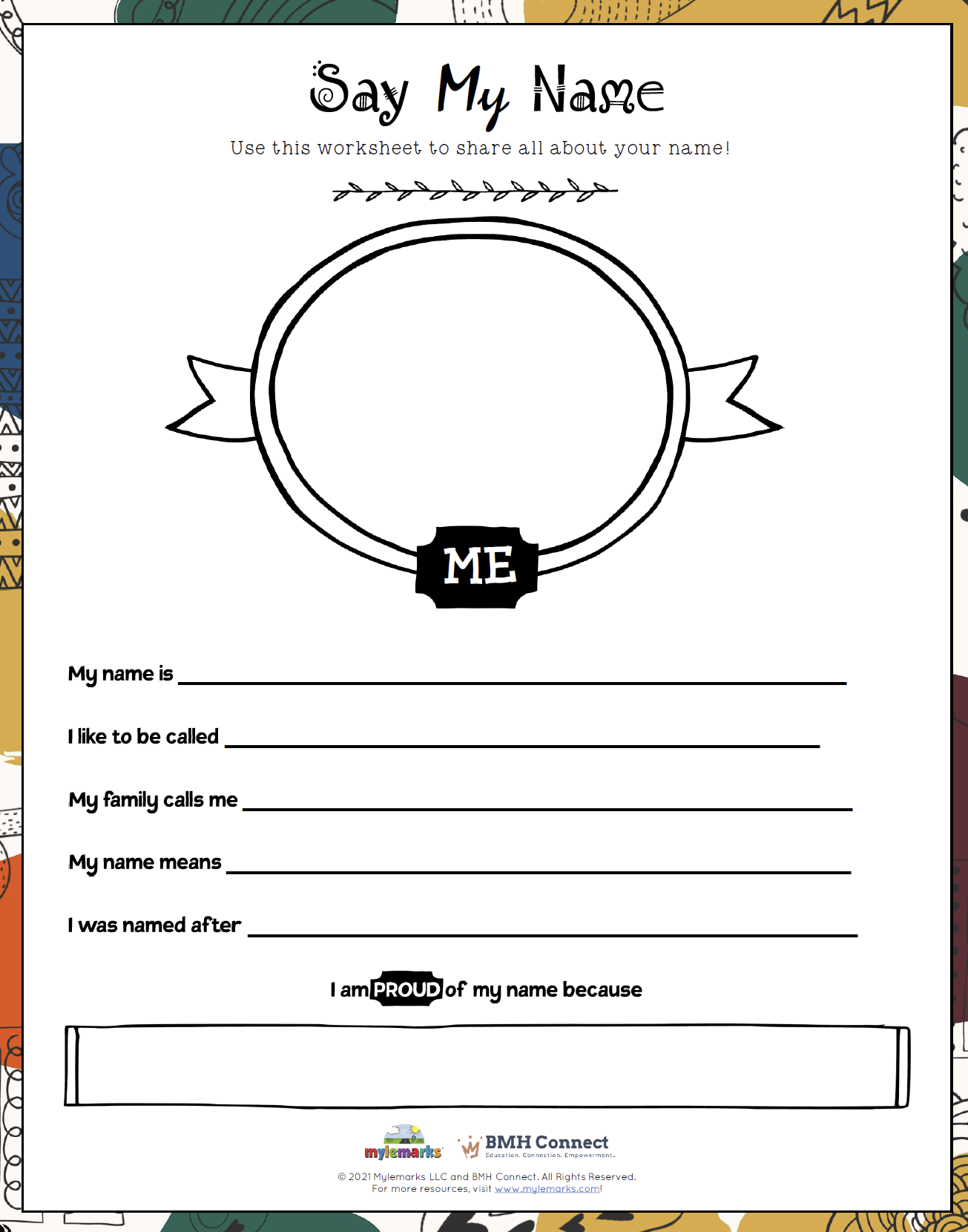 Say My Name Worksheet BMHC Say My Name Worksheet BMHC