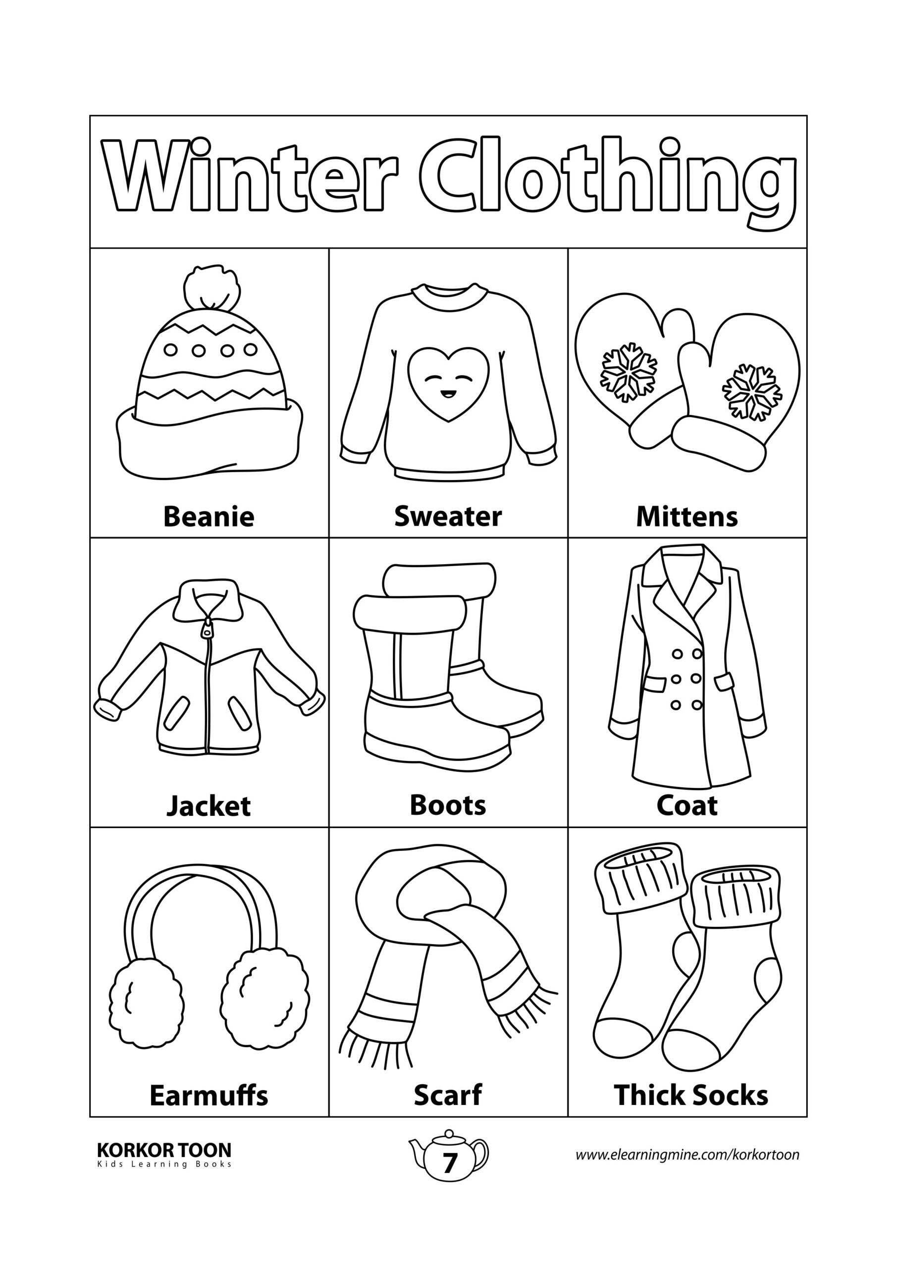 Printable Winter Clothes Clip Card Activity For Preschool