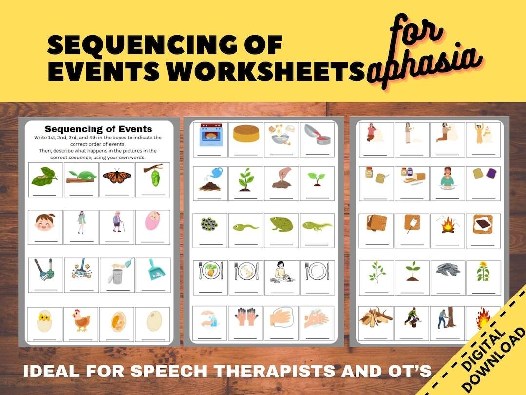 Sequencing Of Events Printable Worksheets Cognitive Memory Therapy For Stroke Aphasia And Cognitive Decline SLP OT Tool For Seniors Etsy