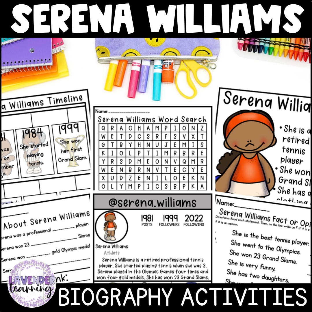 Serena Williams Biography Activities Flip Book Report Black History Month Made By Teachers