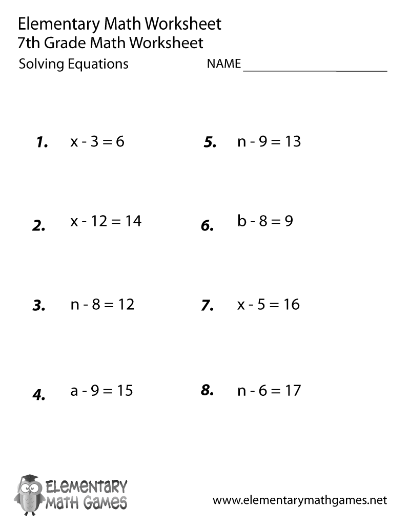 7th Grade Math Worksheets