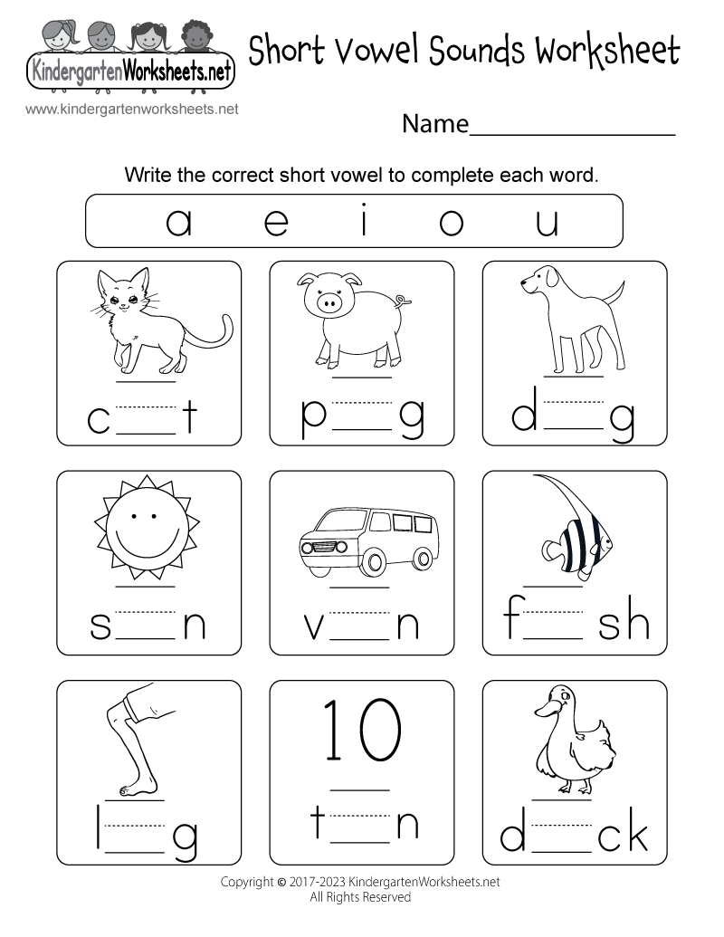 Short Vowel Sounds Worksheet Free