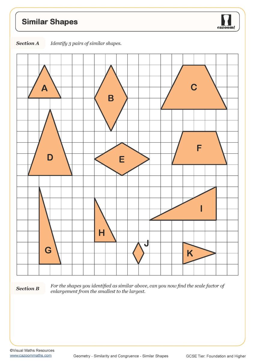 Similar Shapes Worksheet Printable Maths Worksheets Enlargement C Worksheet Printable PDF Worksheets