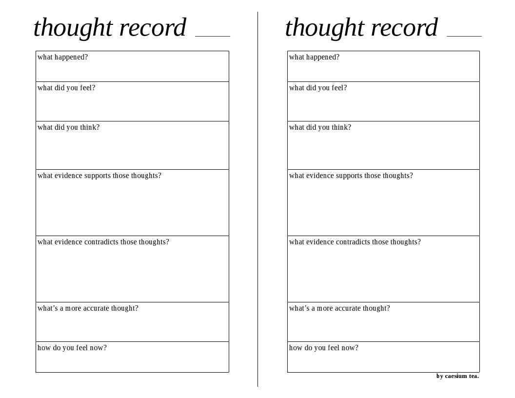 Simple Horizontal Thought Record Worksheet For Cognitive Behavioral Therapy CBT Mental Health Journaling Printable Half Letter Size Etsy Automatic Negative Thoughts Record CBT Worksheets Mental Health Printable PDF Self Help Tool Instant Download Etsy