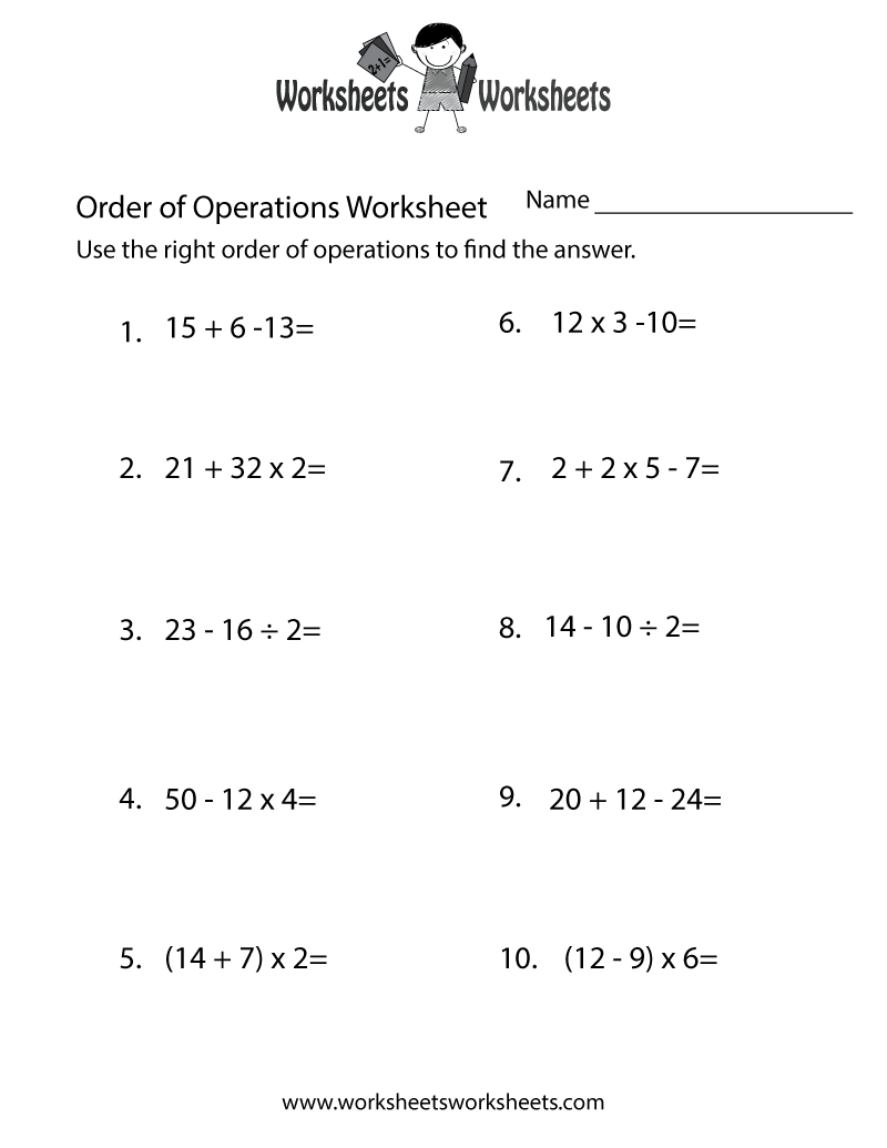 Order Of Operations Worksheets Superstar Worksheets