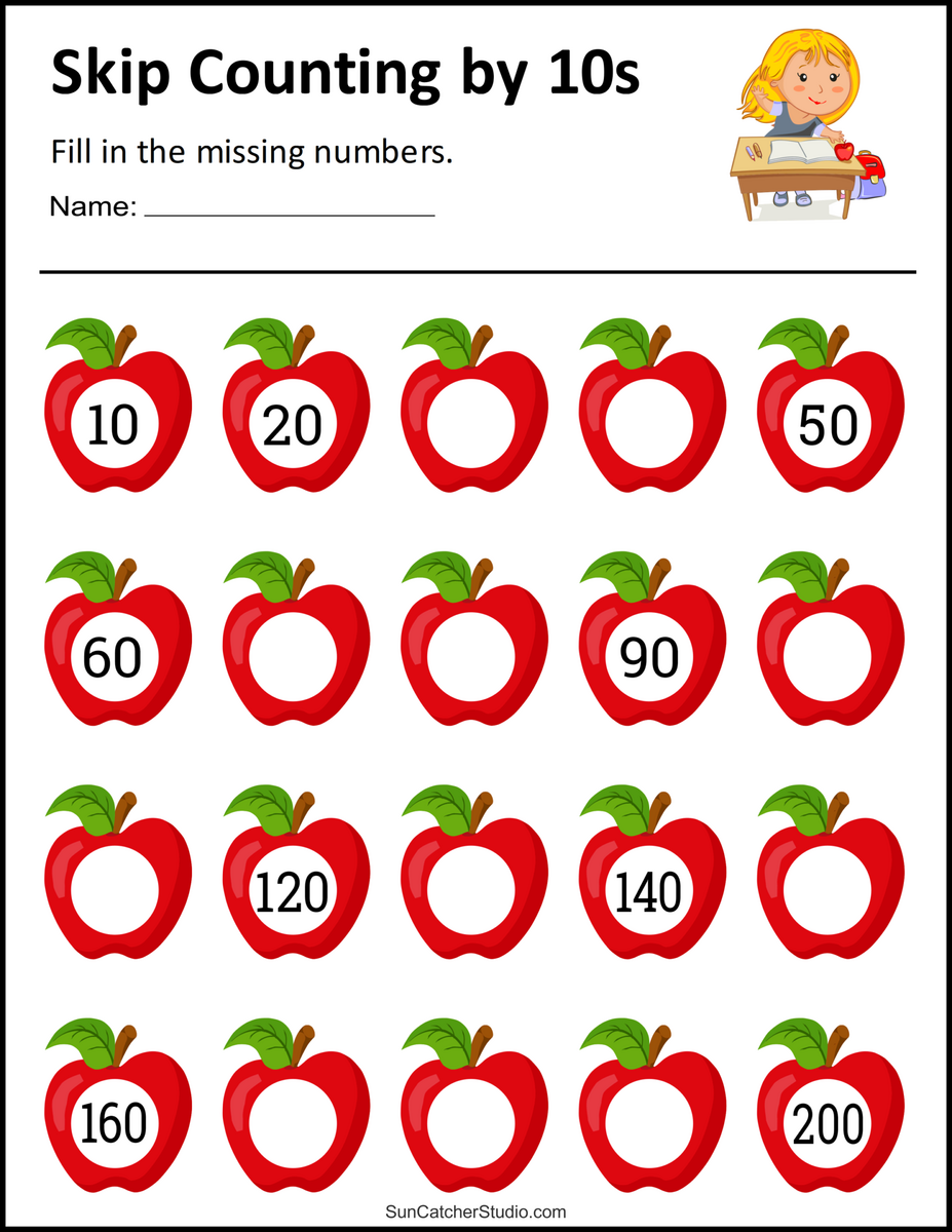Skip Counting Worksheets And Charts Free Printables Lettering SVG Files Tools Apps SKip Counting By 10 Worksheets