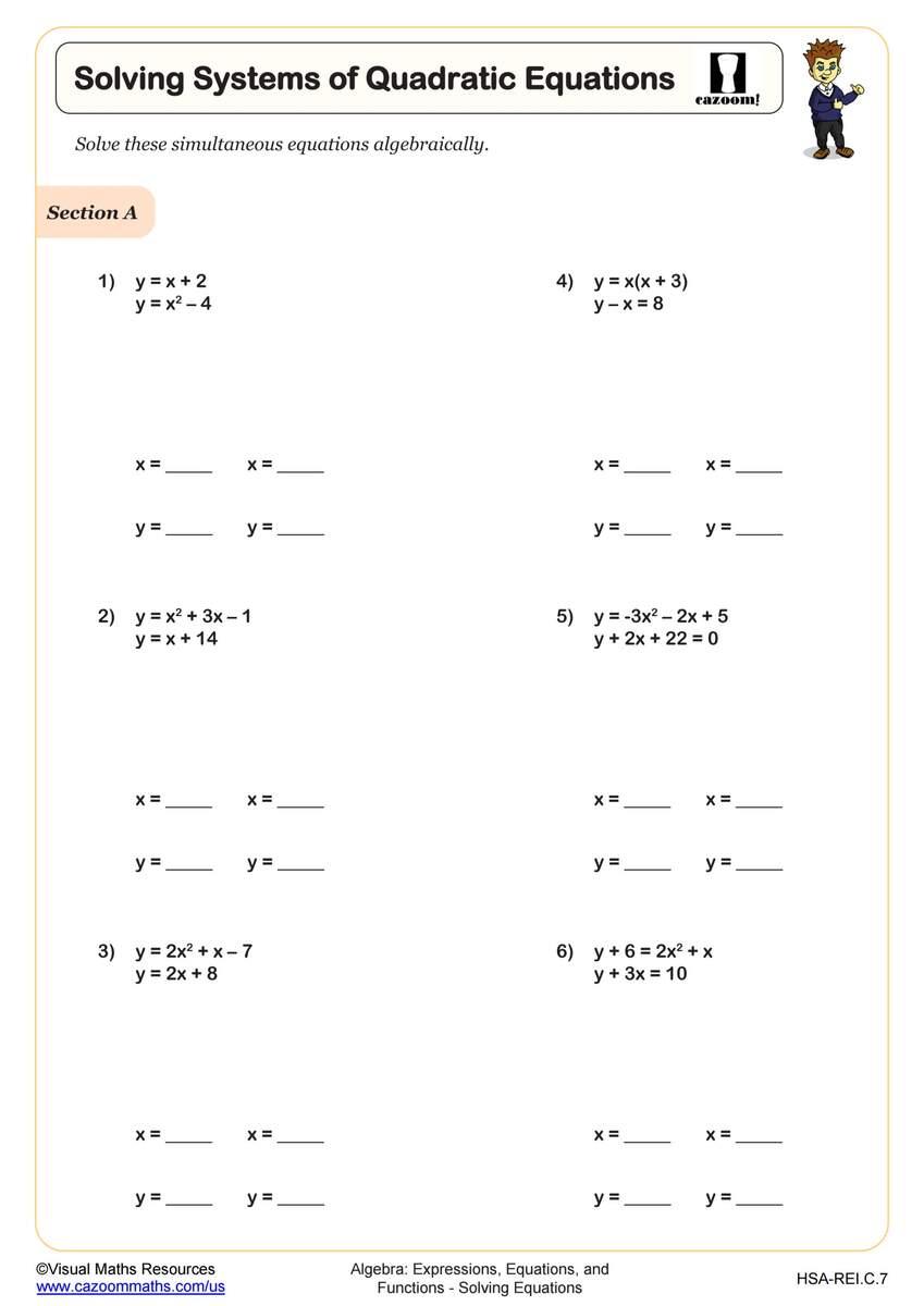 Solving Equations Worksheets PDF Cazoom Math Cazoom Math